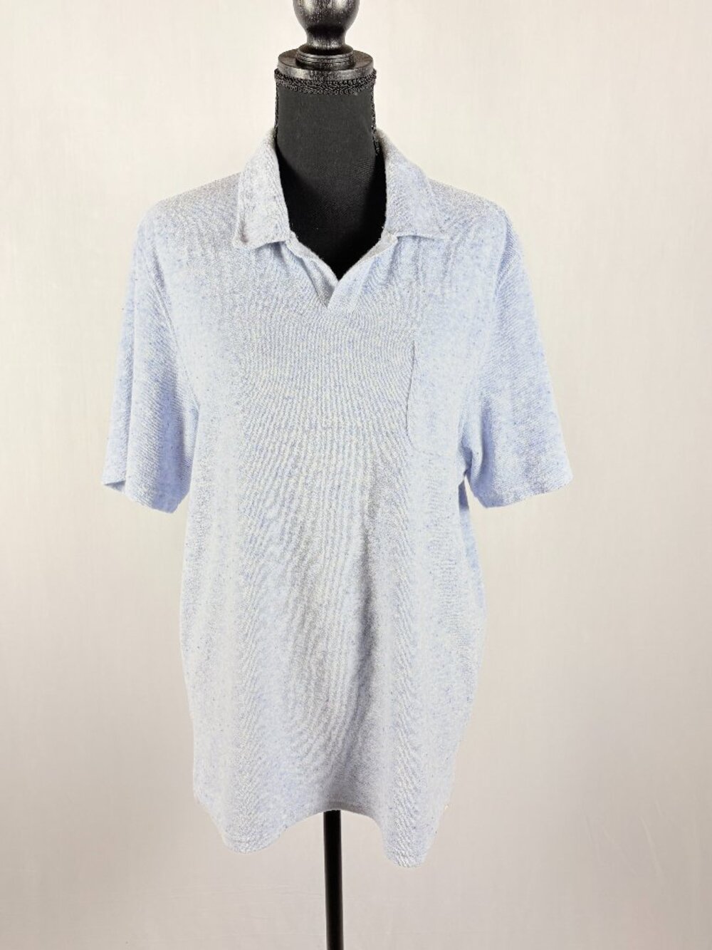 The Normal Brand | Terry Cloth Polo Shirt | Men’s L | Light Blue Speckled SS